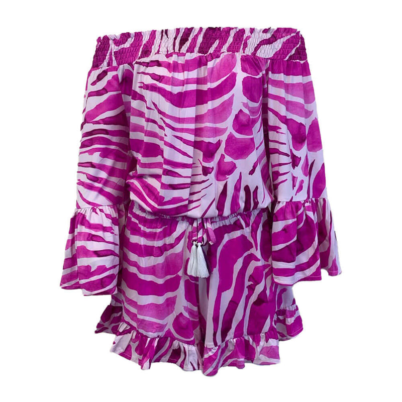 La Mer Luxe 3/4 Sleeve Jayda Romper - Pink Batik