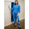Lisette L Montreal Floral Blue Black Slim Ankle Pant - Multi