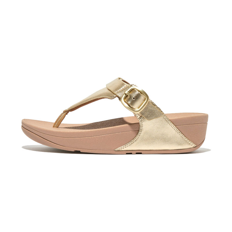 FitFlop Lulu Adjustable Leather  Sandals - Platino