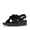 FitFlop Lulu Beaded Chain Leather Backstrap Sandals - Black