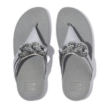 FitFlop Lulu Beaded Chain Leather Sandals - Silvereen