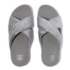 FitFlop Lulu Crinkled Shimmer Cross Slides Sandals - Silvereen