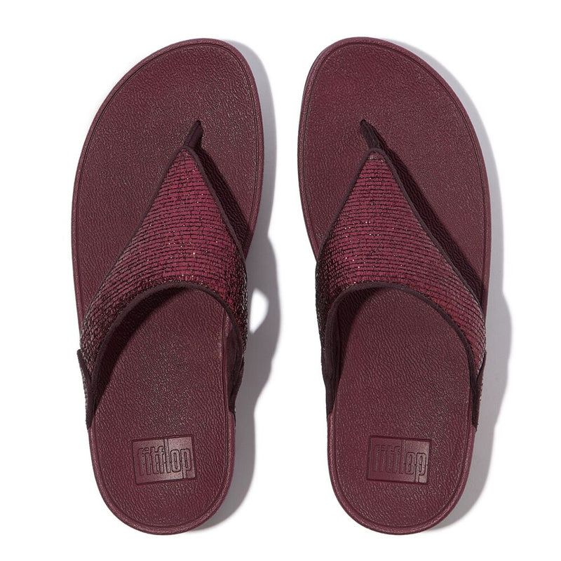 FitFlop Lulu Crinkled Shimmer Sandals - Metallic Plumberry