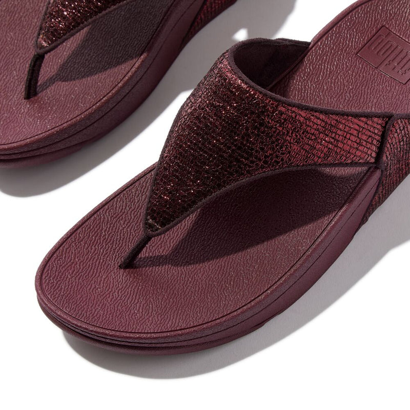 FitFlop Lulu Crinkled Shimmer Sandals - Metallic Plumberry
