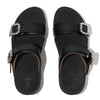 FitFlop Lulu Crystal Buckle Leather Slide Sandals - All Black