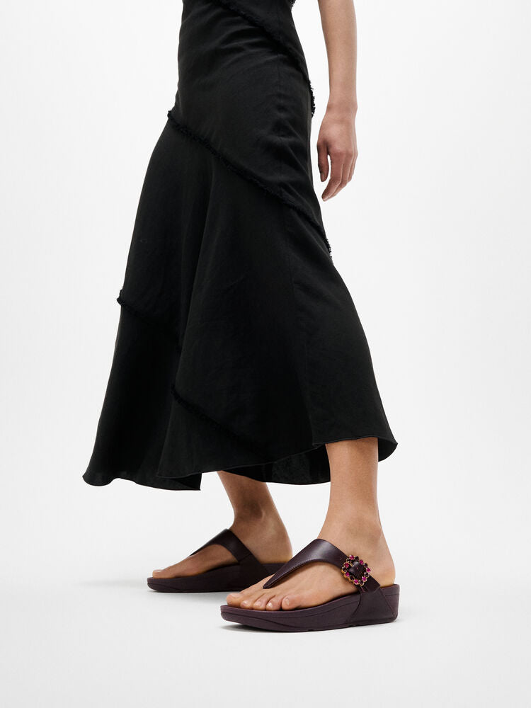 FitFlop Lulu Crystal Buckle Leather Sandals - Plumberry