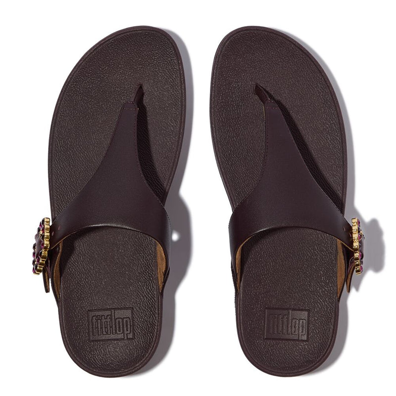 FitFlop Lulu Crystal Buckle Leather Sandals - Plumberry