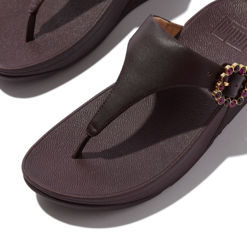 FitFlop Lulu Crystal Buckle Leather Sandals - Plumberry