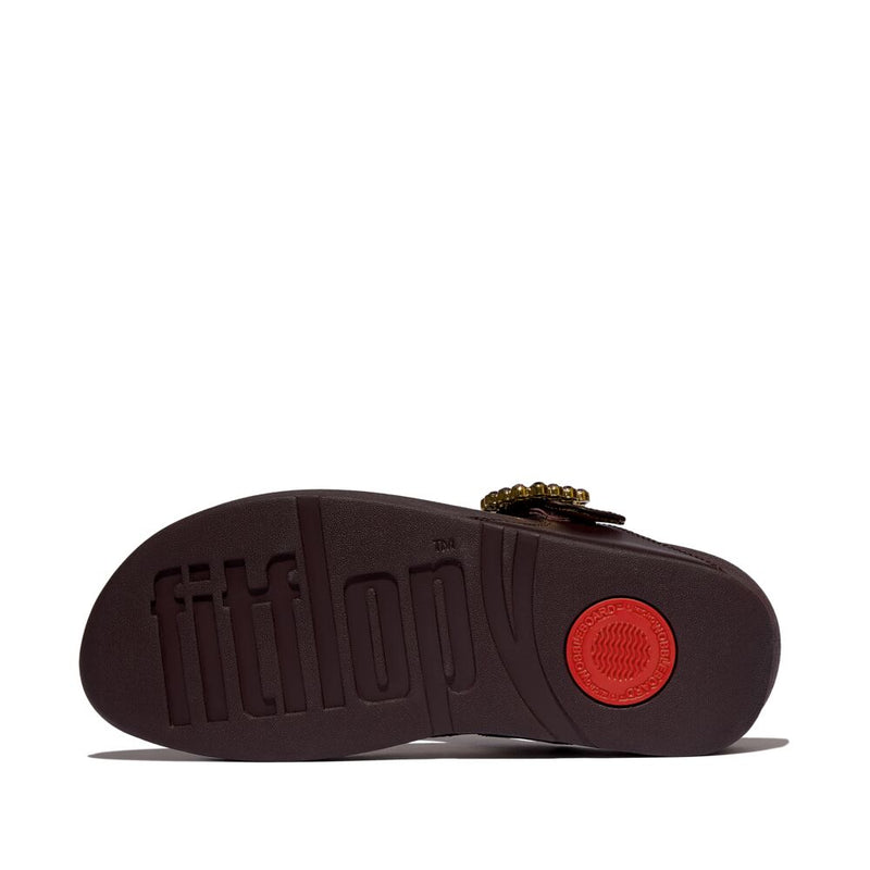 FitFlop Lulu Crystal Buckle Leather Sandals - Plumberry