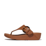 FitFlop Lulu Resin Buckle Leather Sandals - Deep Tan