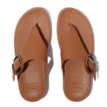 FitFlop Lulu Resin Buckle Leather Sandals - Deep Tan