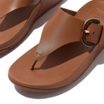 FitFlop Lulu Resin Buckle Leather Sandals - Deep Tan