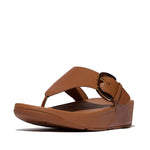 FitFlop Lulu Resin Buckle Leather Sandals - Deep Tan