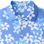 Peter Millar Abstract Floral Performance Jersey Polo Shirt - Bondi Blue
