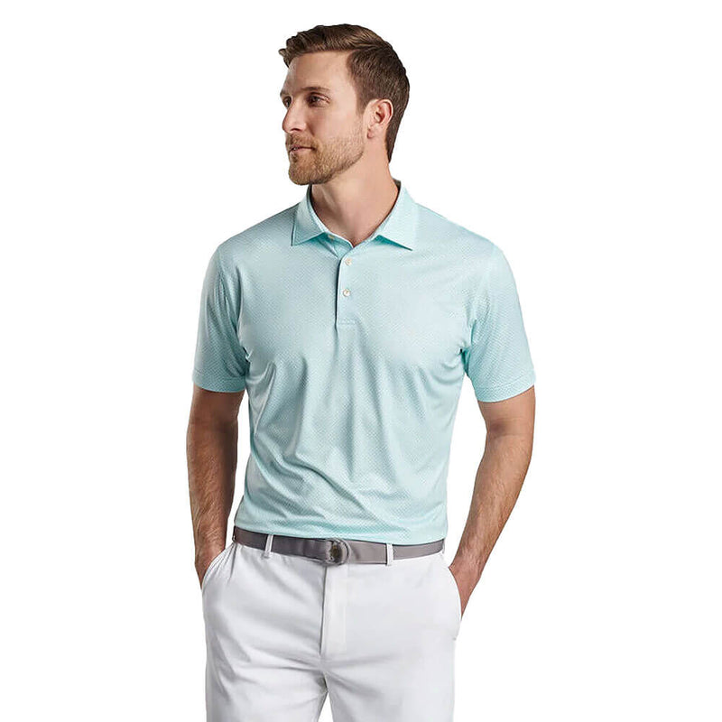 Peter Millar Circle Geo Performance Jersey Polo Shirt - Seaglass