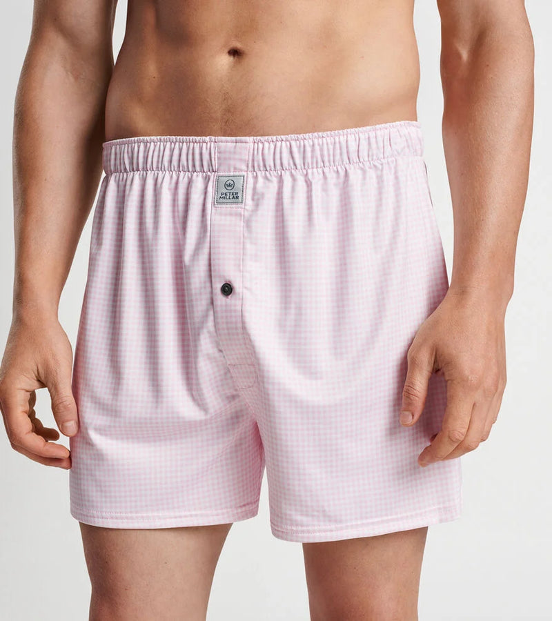 Peter Millar Nebraska Printed Gingham Boxers - Palmer Pink*