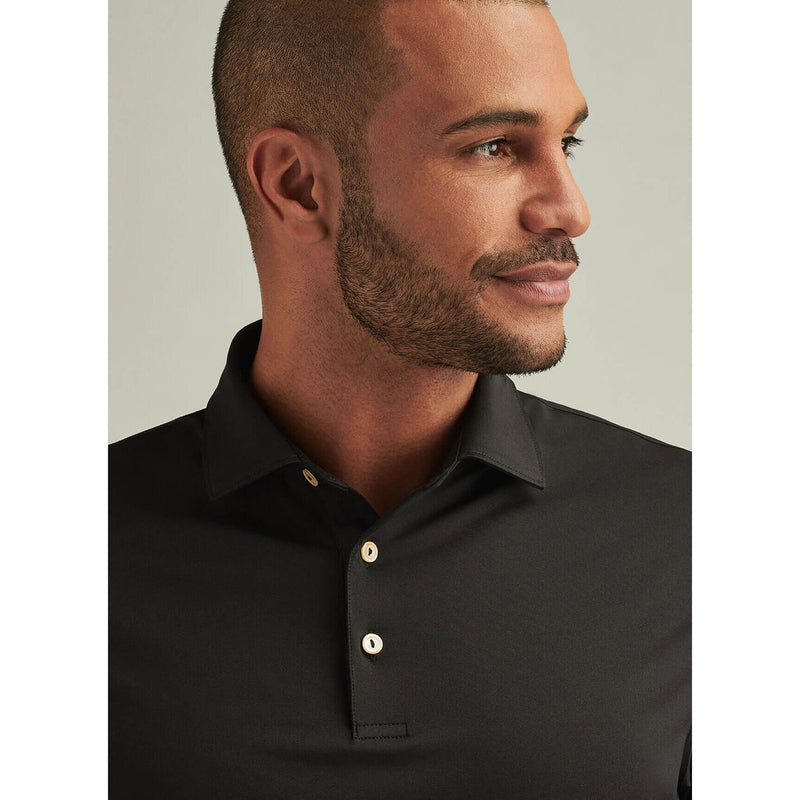 Peter Millar Solid Stretch Jersey Sean Self Collar Polo Shirt - Black*