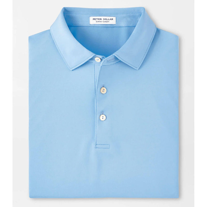 Peter Millar Solid Stretch Jersey Sean Self Collar Polo Shirt - Cottage Blue*