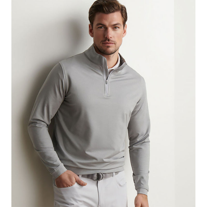 Peter Millar Perth Mélange Performance 1/4 Zip Sweater - Gale Grey*