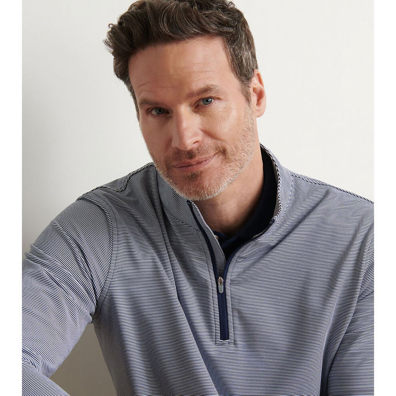 Peter Millar Perth Mini Stripe 1/4 Zip Sweater - Navy / White Stripe*