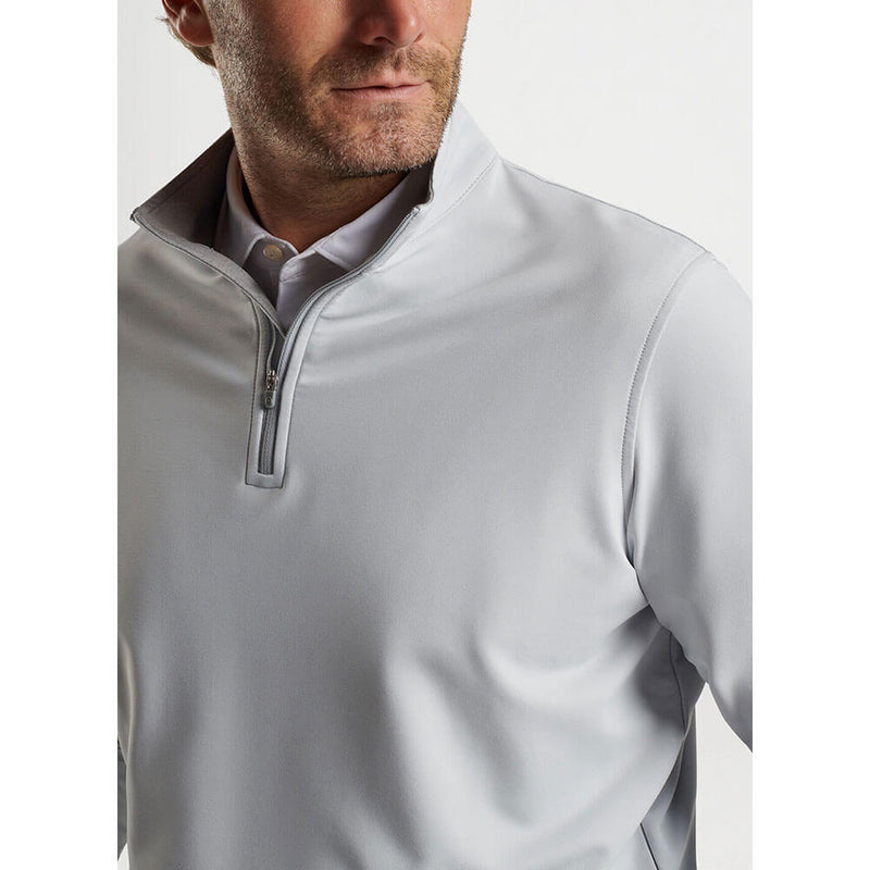 Peter Millar Perth Stretch Loop Terry 1/4 Zip Sweater- British Grey*