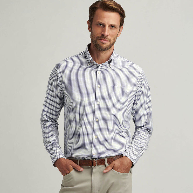 Peter Millar Hanford Performance Twill Classic Fit Sport Shirt - Navy