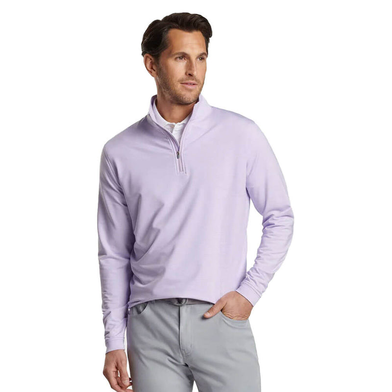 Peter Millar Perth Sugar Stripe Performance 1/4 Zip Pullover Sweater - Petal Purple