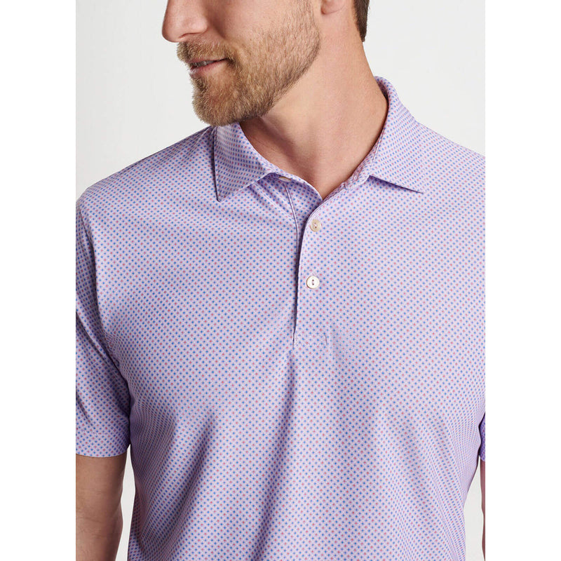 Peter Millar Orbital Geo Performance Mesh Polo Shirt - Petal Purple