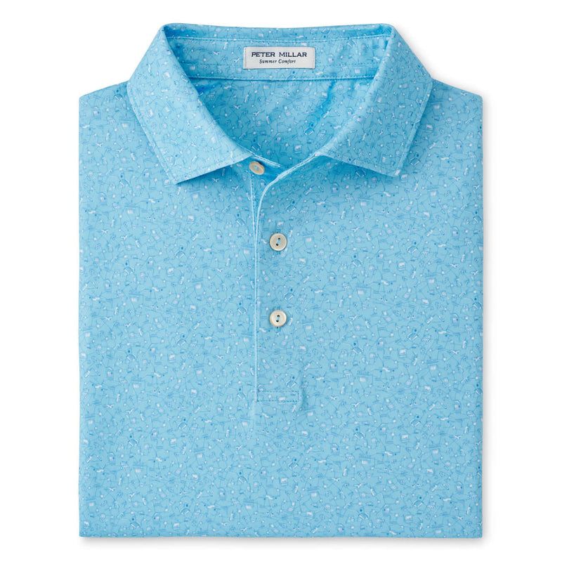Peter Millar Men's Chambers Performance Jersey Polo Shirt - Seaport Blue