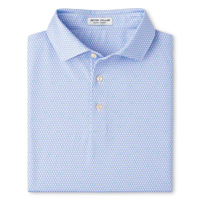 Peter Millar Men's Geo Skull Performance Jersey Polo Shirt - White