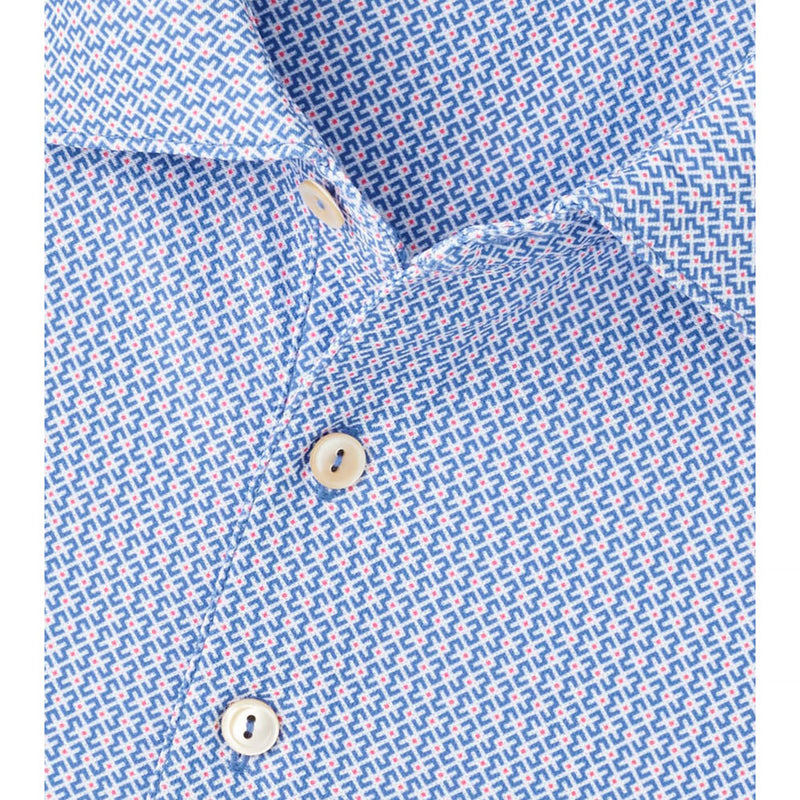 Peter Millar Men's Taza Geo Performance Mesh Polo Shirt - Evening Tide