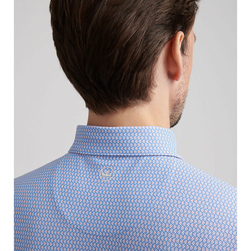 Peter Millar Men's Taza Geo Performance Mesh Polo Shirt - Evening Tide