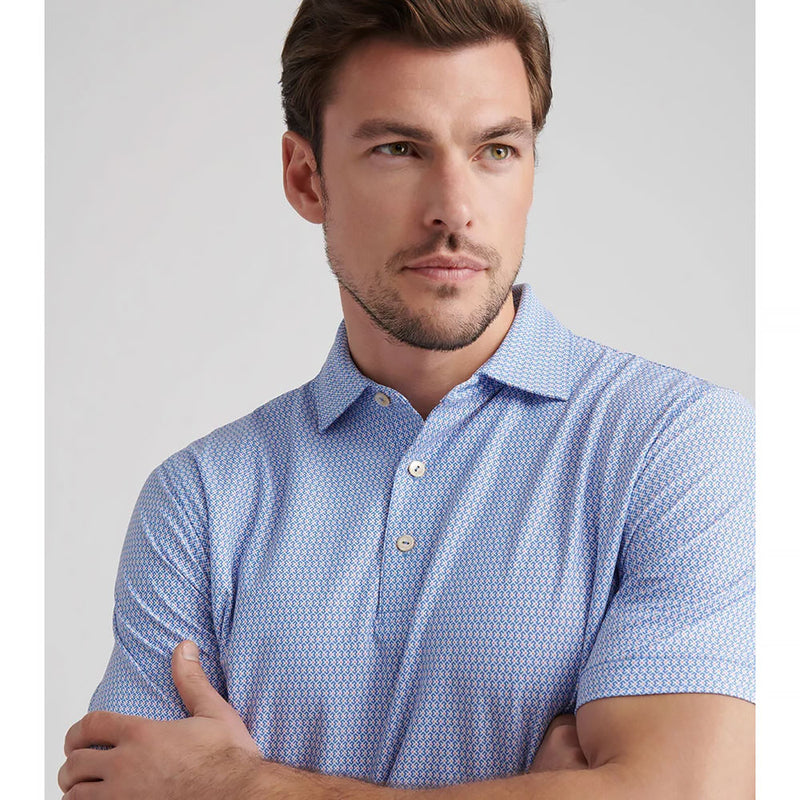 Peter Millar Men's Taza Geo Performance Mesh Polo Shirt - Evening Tide