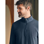 Faherty Sunwashed Slub Quarter-Zip Pullover Sweater - Blue Nights