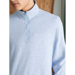 Faherty Sunwashed Slub Quarter-Zip Pullover Sweater - Ice Blue Heather