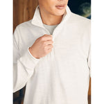 Faherty Sunwashed Slub Quarter-Zip Pullover Sweater - White