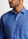 Peter Millar Coastal Garment Dyed Linen Classic Fit Sport Shirt - Moon Blue