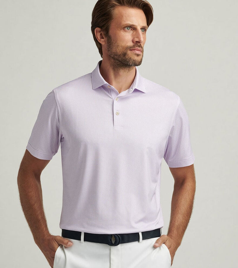 Peter Millar Men's Orbit Performance Jersey Polo Shirt - White/Blue Sea