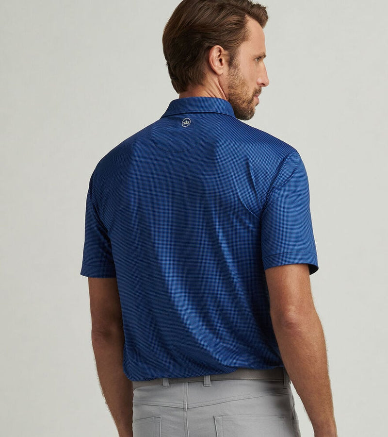 Peter Millar Men's Gingham Performance Jersey Polo Shirt - Navy