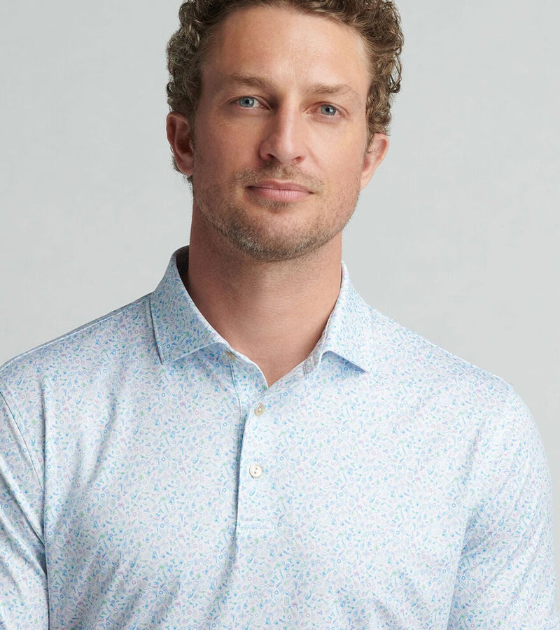 Peter Millar Men's Island Jammin Performance Jersey Polo Shirt - White
