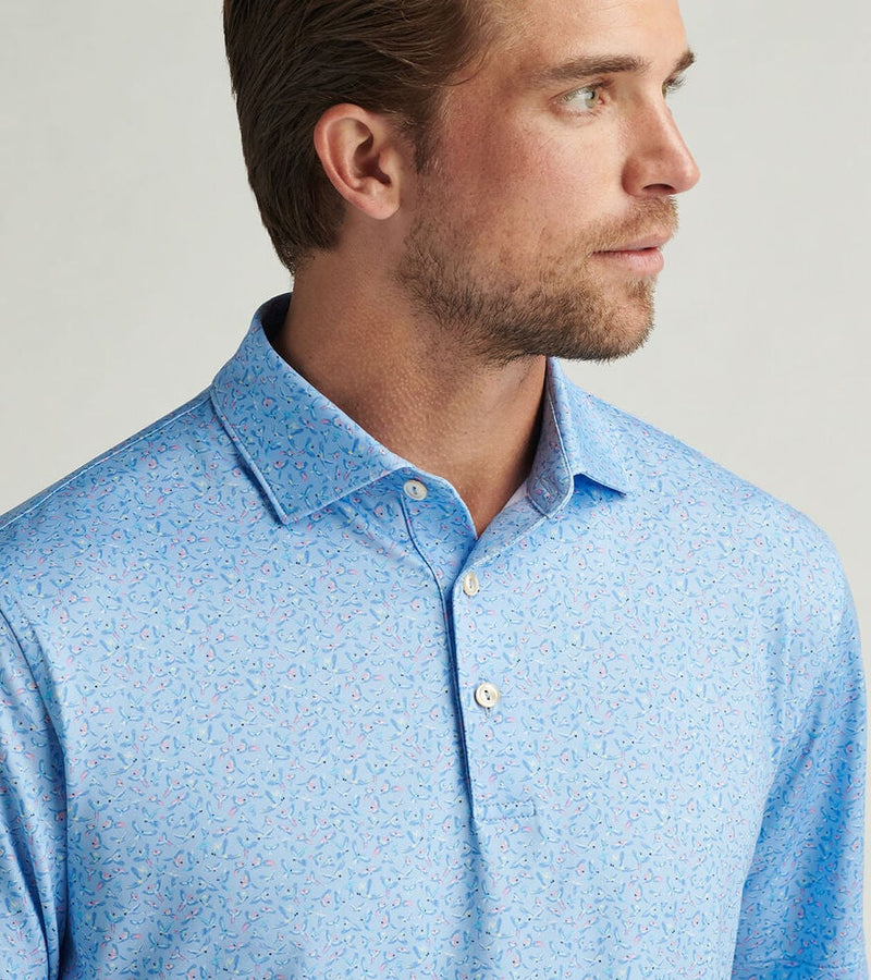 Peter Millar Men's Macaw Performance Jersey Polo Shirt - Cottage Blue