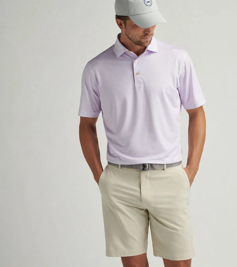 Peter Millar Men's Phoenix Performance Jersey Polo Shirt - White/Cottage Blue