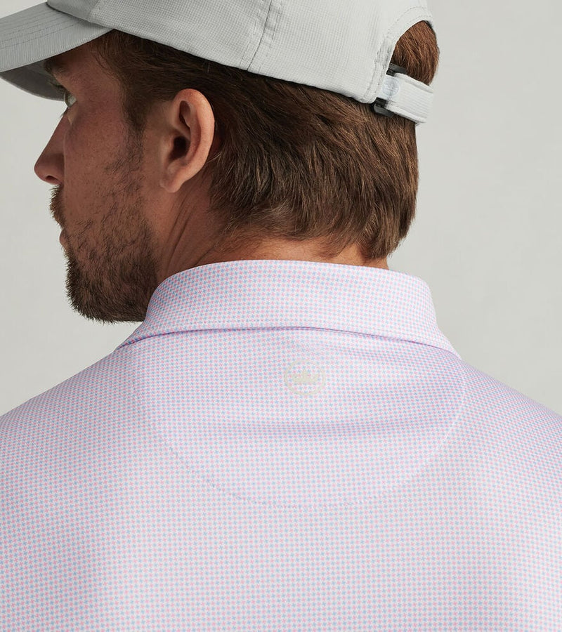 Peter Millar Men's Phoenix Performance Jersey Polo Shirt - White/Cottage Blue