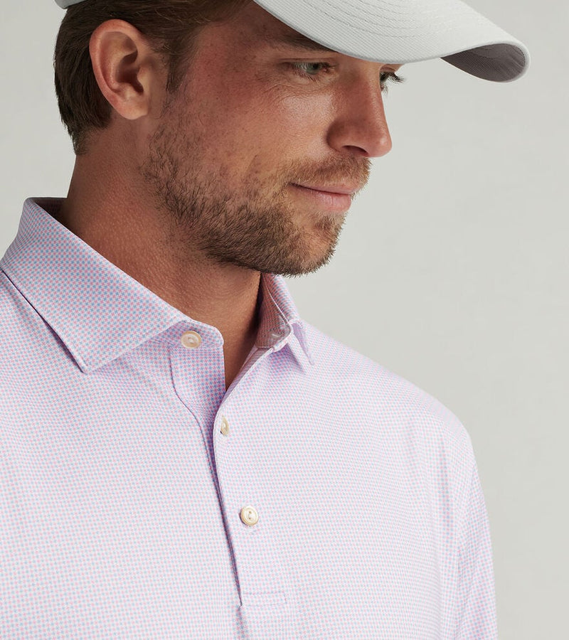 Peter Millar Men's Phoenix Performance Jersey Polo Shirt - White/Cottage Blue