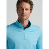 Peter Millar Men's Perth Mélange Performance 1/4 Zip Pullover Sweater - Maya Blue