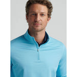 Peter Millar Men's Perth Mélange Performance 1/4 Zip Pullover Sweater - Maya Blue