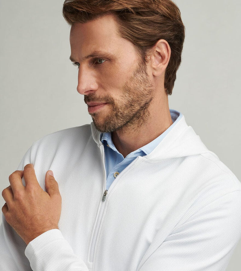 Peter Millar Men's Grid Performance Half-Zip Hoodie Sweatshirt - White