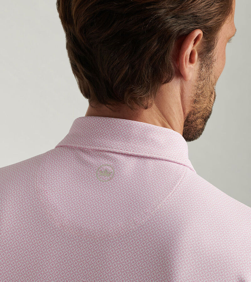 Peter Millar Men's Costa Geo Performance Mesh Polo Shirt - Pink Vale