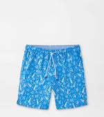 Peter Millar Men's 7-Inch Saltwater Spirits Swim Trunks - Blue Macaw