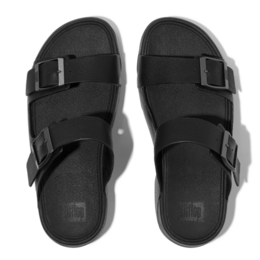 FitFlop Men's Gogh Moc Tumbled Leather Slide Sandals - All Black